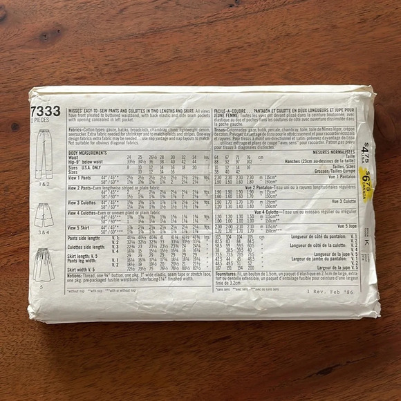 Vintage Simplicity Sewing Pattern 7333 Uncut Misses’ Size 12 Pants Skirt 1980 - Picture 3 of 5